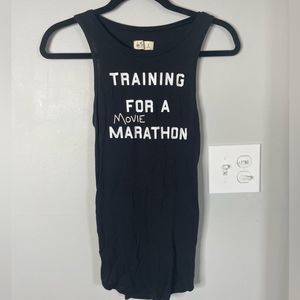 Open back work out tank top training for a movie marathon black small